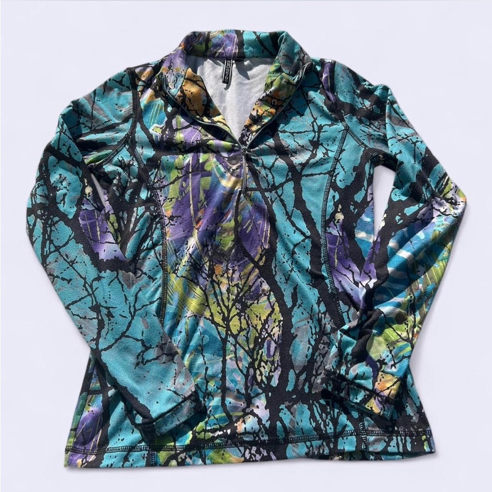 vintage 90s/y2k Snoskins multicolor camo quarter zip - size medium